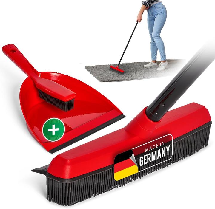 Image du produit Novaliv Gummibesen mit Stiel zum Stecken & Kehrgarnitur Friseurbesen Set Gummi Noppenbesen Hundehaar (1 pcs)