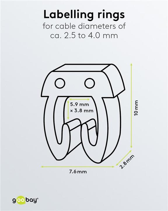 Image du produit Goobay Clips marqueurs de câbles "chiffres 0-9", pour diamètre de câble jusqu'à 4 mm, 4 mm