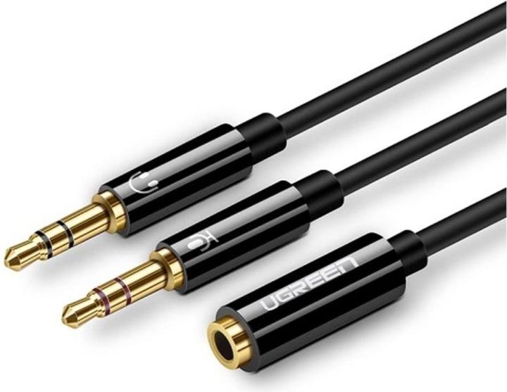 Produktbild Ugreen AV141 3.5mm Female to 2 male audio cable (black) (0.20 m, 3.5mm Klinke (AUX))