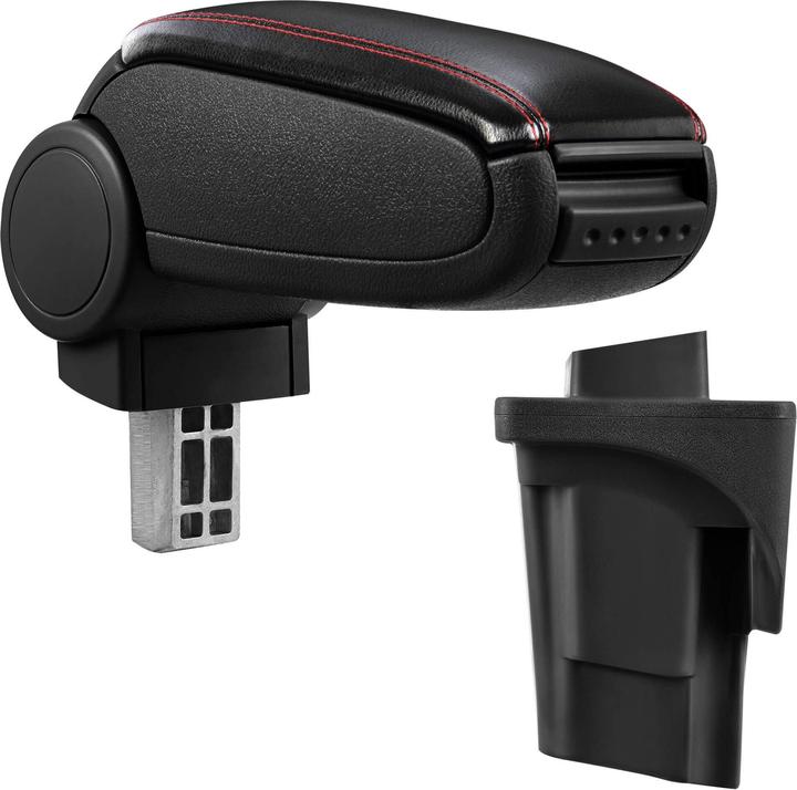 Produktbild Pro-Tec Mittelarmlehne Seat Leon 1P mit Staufach Kunstleder Schwarz mit roten Nähten