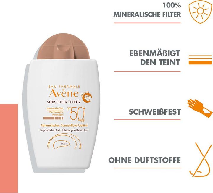 Actual product image Avène Solar fluid mineral tinted SPF50+ (Suntan cream, SPF 50+, 40 ml, 71 g)