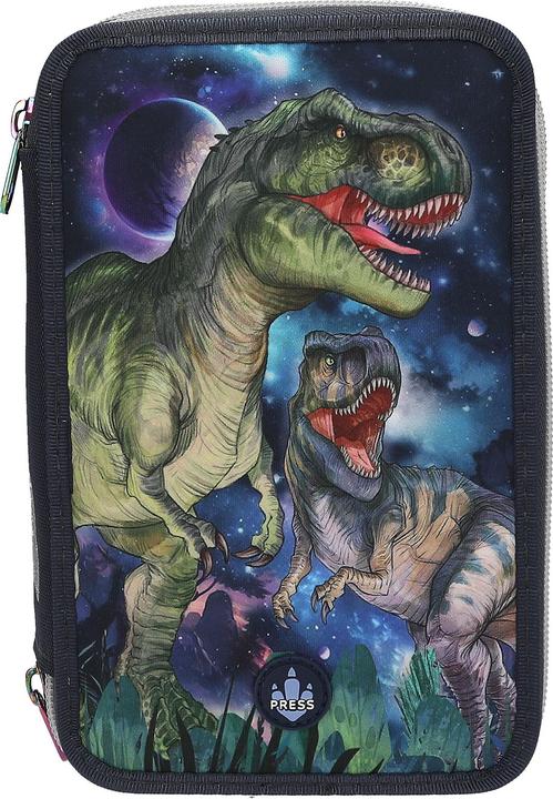 Actual product image Magni DEPESCHE DINO World Federtasche LED GALAXY T-rex 3-Fach gefüllt dunkelblau