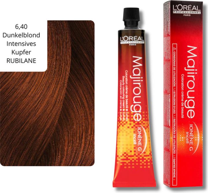 Produktbild L'Oréal Professionnel Majirouge (6,40 Dunkelblond Intensives Kupfer RUBILANE)
