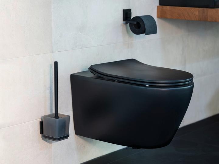 Produktbild Wenko Vacuum-Loc® Toilettenpapierhalter Mod. Quadro Schwarz Befestigen ohne Bohren
