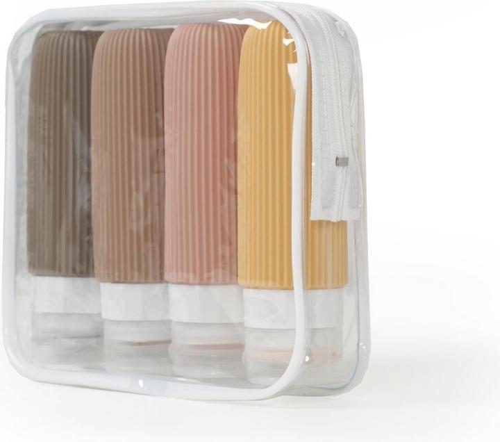 Hermex Reiseflaschen 4er Set (Hygieneprodukt, Flüssigkeitsbeutel, Necessaire)