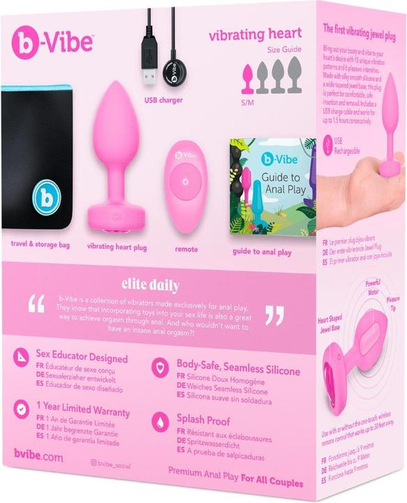 Produktbild Earthly Body B-Vibe - Vibrating Heart Plug S/M Pink
