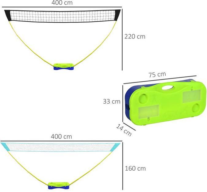 Actual product image Swisshandel24 Badminton net set Volleyball net set, 3-piece set, 400cmx22.4cmx155cm, black + blue + green
