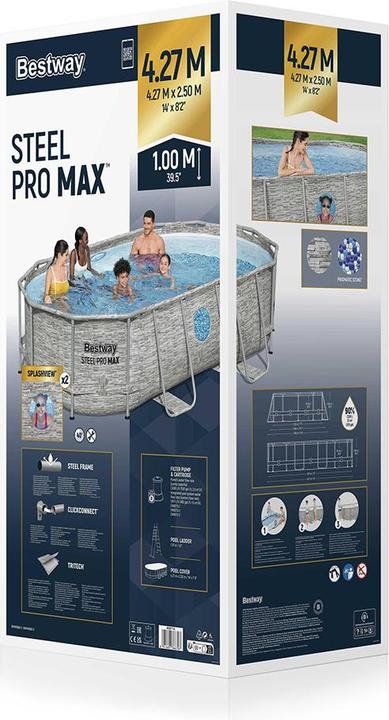 Actual product image Bestway Steel Pro MAX Splashview Frame P ool Komplett-Set mit Filterpumpe 427x250 (427 x 250 x 100 cm)