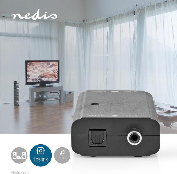 Produktbild Nedis Digital Audio Converter 2-Weg Anschlüsse - Eingang: 1x S / PDIF (RCA) Buchse / 1x TosLink Buch (0.05 m, Optisch)