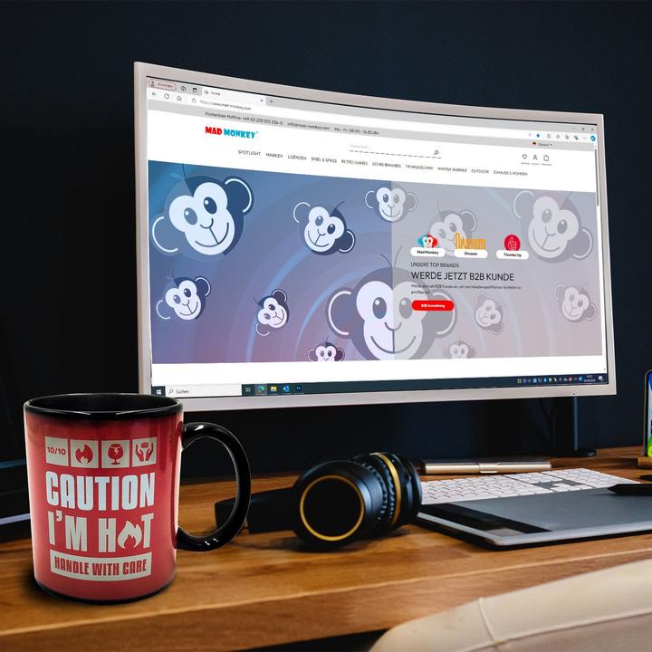Actual product image Mad Monkey Caution I am Hot" mug - with colour change (300 ml, 1 x)