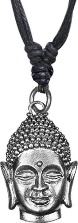 Star Piercing Halskette schwarz Anhänger silber Buddha (Messing)