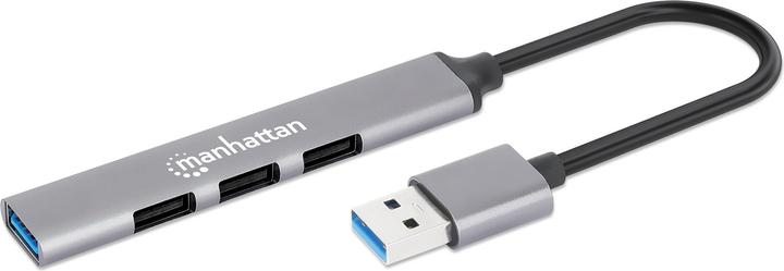 Image du produit Manhattan Hub 4 ports USB-A 3x480Mbit/s 1xGbit/s USB-A mâle (USB-A, 4 Ports)