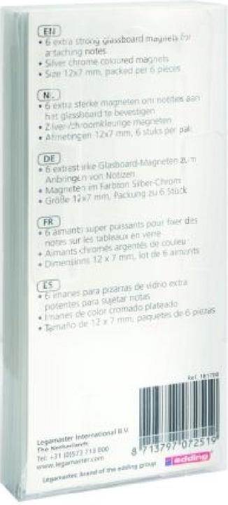 Nährwerte und Zutaten Legamaster Haftmagnete für Glasboard (6 x)