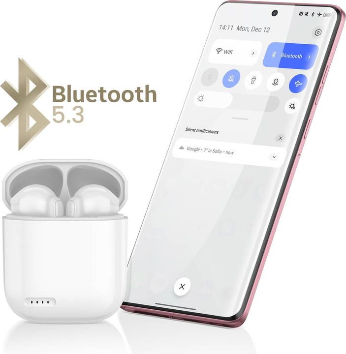 Produktbild Akashi Kabelloses Bluetooth 5.0-Headset, 12 Stunden Akkulaufzeit, – silber (12 h, Kabellos)