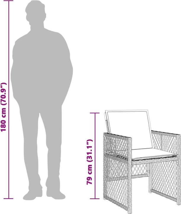 Actual product image VidaXL Garden furniture dining set garden set seating group 11-piece brown poly rattan (165 cm)