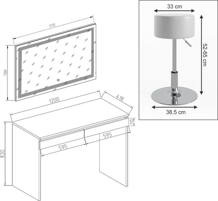 Produktbild Vicco Emma mit Hocker (120 x 42 x 83 cm)