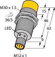 Actual product image Turck M30 Inductive Sensor 15mm, Namur, M12 (Sensor)