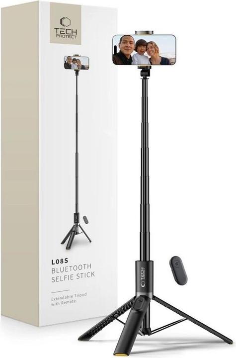 Immagine prodotto Tech-Protect L08S Bastone selfie Bluetooth con telecomando, treppiede fino a 141 cm - nero