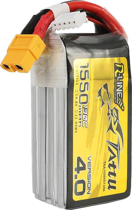 Actual product image Tattu Accumulator R-Line Version 4.0 1550mAh 14.8V 130C 4S1P XT60 (14.80 V, 1550 mAh)