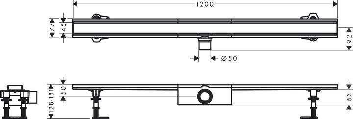 hansgrohe HG RainDrain Compact complete shower channel set 1200mm (1200 mm)