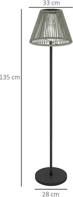 Actual product image Swisshandel24 Stehlampe Rattan Solarlampen mit Lichtsensor Boho-Stil IP44 Ø33x135 cm (15 lm, IP44)