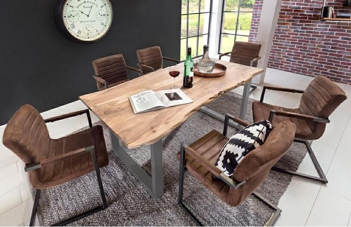 Immagine prodotto SIT Möbel Tavolo in legno massiccio Ux3.6 Acacia naturale-argento antico (160 x 76 x 85 cm)