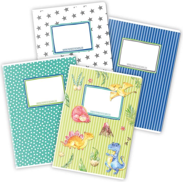 Actual product image Papierdrachen Exercise books set of 4 DIN A5 - Dino (VE 4) (A5, Checked, No binding)