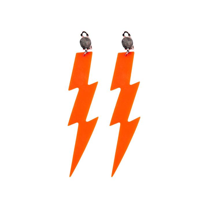 Actual product image Wicked Costumes 80's neon earrings flash in neon orange