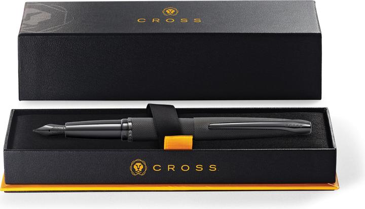 Image du produit Cross Stylo Plume ATX F Noir Brossé (Noir brossé avec motif diamant fraisé, 1 x)