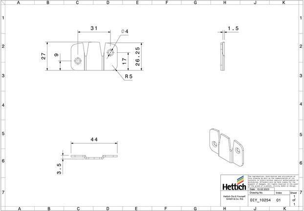 Immagine prodotto Hettich Universalverbinder 27 x 44 mm (1 pz.)