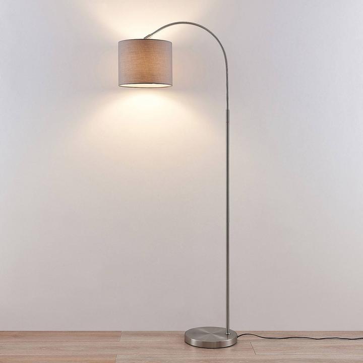 Produktbild Lindby Keriba Stehleuchte, nickel/taupe (E27)