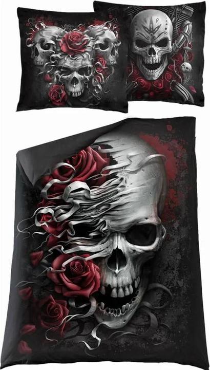 Produktbild Spiral Schädel und Rosen BettwäscheSet