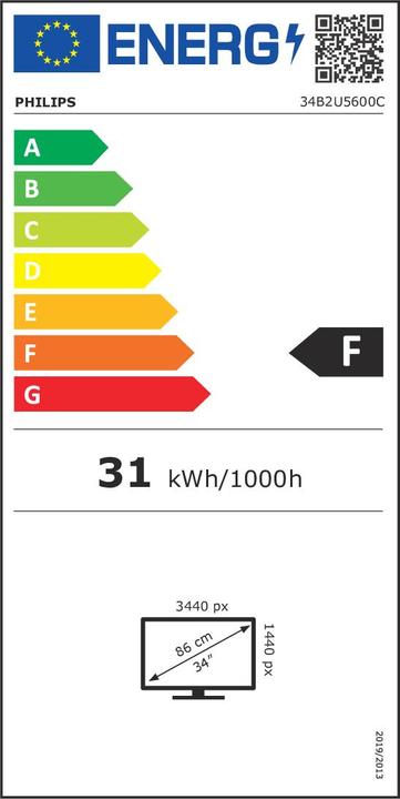 Energy Label Philips 34B2U5600C/00 (3440 x 1440 pixels, 34")