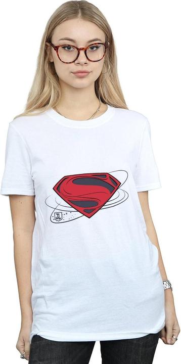 Actual product image Womens/Ladies Justice League Movie Superman Logo Cotton Boyfriend T-Shirt (3XL)