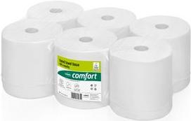 Actual product image Wepa Comfort towel roll, 2-ply, tissue, bright white embossed lines, blue glue, sheet width: 205 mm