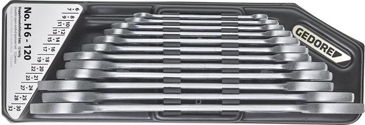 Actual product image Gedore H6-120 Double open-end spanner set in holder 12 pieces 6-32 mm (6 mm, 17 mm, 15 mm, 10 mm, 9 mm, 21 mm, 12 mm, 11 mm, 32 mm, 22 mm, 8 mm, 24 mm, 25 mm, 30 mm, 16 mm, 19 mm, 27 mm, 7 mm, 31 mm, 20 mm, 26 mm, 29 mm, 18 mm, 13 mm, 23 mm, 28 mm, 14 mm)