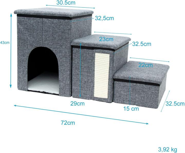 Image du produit Intirilife Faltbare Hundetreppe mit Stauraum (Chien, Chat, Pliable)