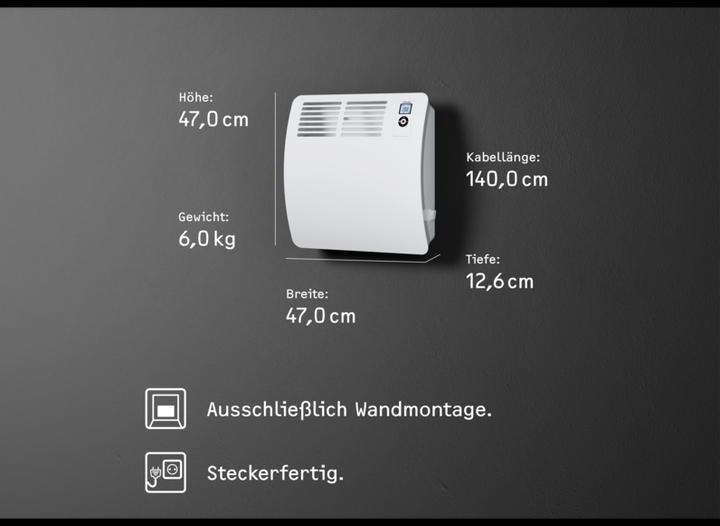 Actual product image Stiebel Eltron CON 10 Premium, 1 kW wall convector for approx. 12 m², VDE tested (1000 W)