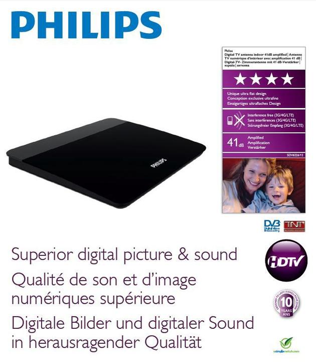 Produktbild Philips DVB-T Zimmerantenne (Zimmerantenne, 41 dB, DVB-T / -T2)