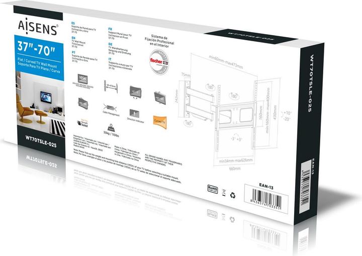Image du produit Aisens WT70TSLE-025 (Mur, 70", 50 kg)