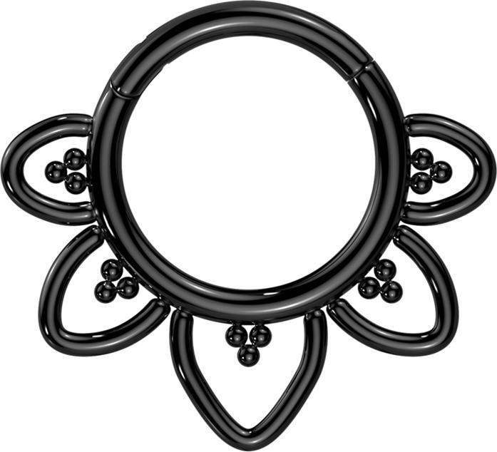 Immagine prodotto Star Piercing Anello a micro segmenti con cuori incernierati in filigrana nera (senza ottone, Titanio G23)