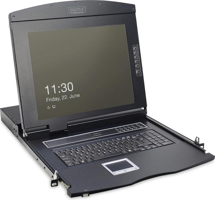 Digitus Modulare Konsole mit 17" TFT (43,2cm), 8-Port KVM & Touchpad, US-Tastatur
