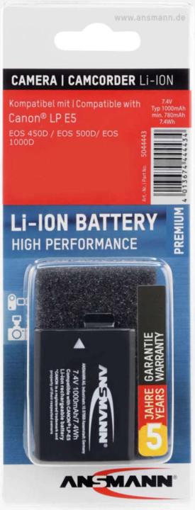 Actual product image Ansmann Canon LP-E5 Battery (Rechargeable battery)