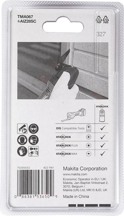 Produktbild Makita B-65006 MULTITOOL Spitzaufsatz (für Fensterspachtel, Silikonschneiden) TMA067 HCS, STARLOCK, Dämmst