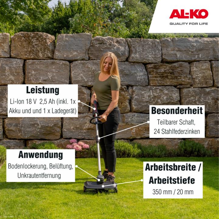 Actual product image AL-KO 18 V Bosch Home And Garden Compatible Akku-Rasenlüfter Ar 1835 Set