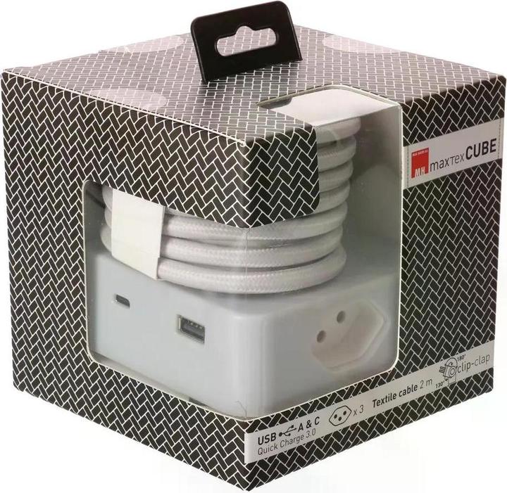 Produktbild Max Hauri maxTEX Cube (3 x, Typ 13, USB-A, USB-C, 2 m)