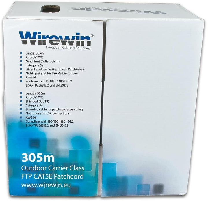 Image du produit Wirewin Câble patch : F/UTP, 305m, Outdoor (F/UTP, CAT5e, 305 m)