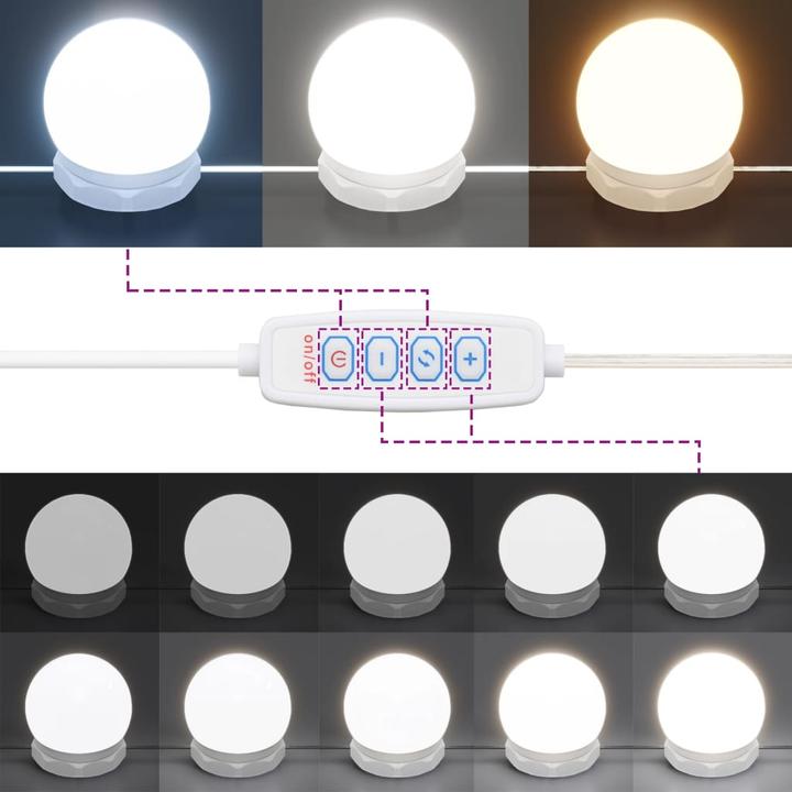 Image du produit VidaXL Coiffeuse avec lampes LED Chêne brun 96x40x142 (96 x 40 x 142 cm)