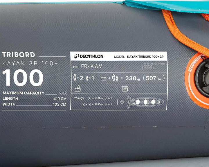 Actual product image Tribord Inflatable canoe kayak 2/3 person - 100+ Blue (3 pers.)