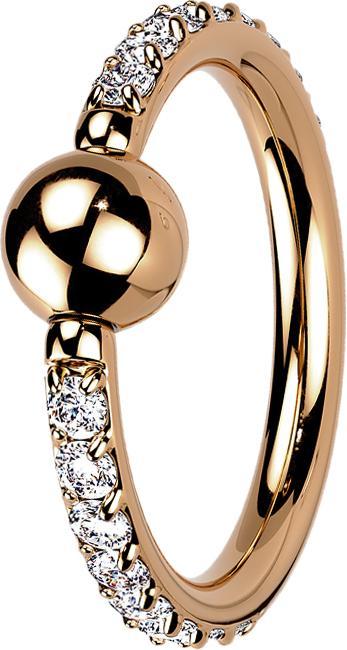 Produktbild Star Piercing Ball Closure Ring rosegold seitlich Kristalle silber (Titan G23, ohne Messing)